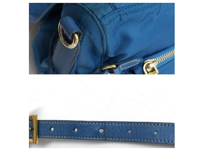 Bolsa de Ombro Prada Saffiano Tessuto Nylon Azul - vista 9