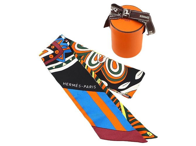 Hermès Twilly Schal - Maharani's Garden Mehrfarben Orange - Ansicht 2