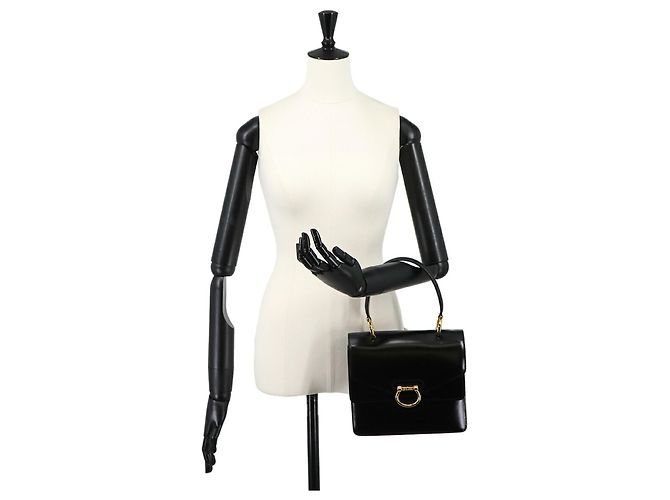 Céline Celine Double Flap Handbag in Black Leather - view 10