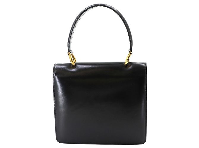 Céline Celine Double Flap Handbag in Black Leather - view 2