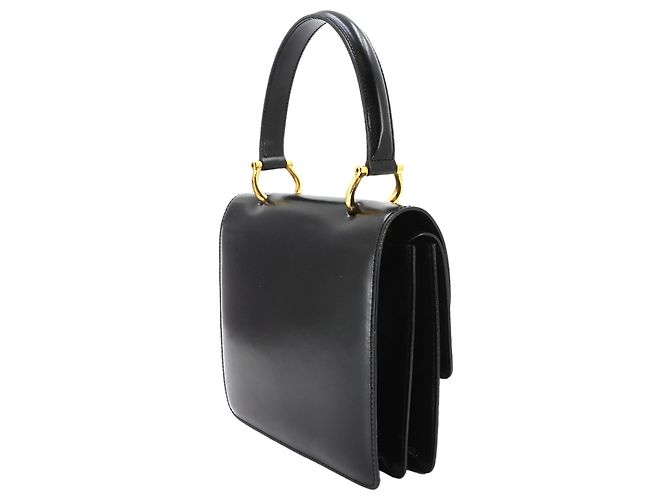Céline Celine Double Flap Handbag in Black Leather - view 3