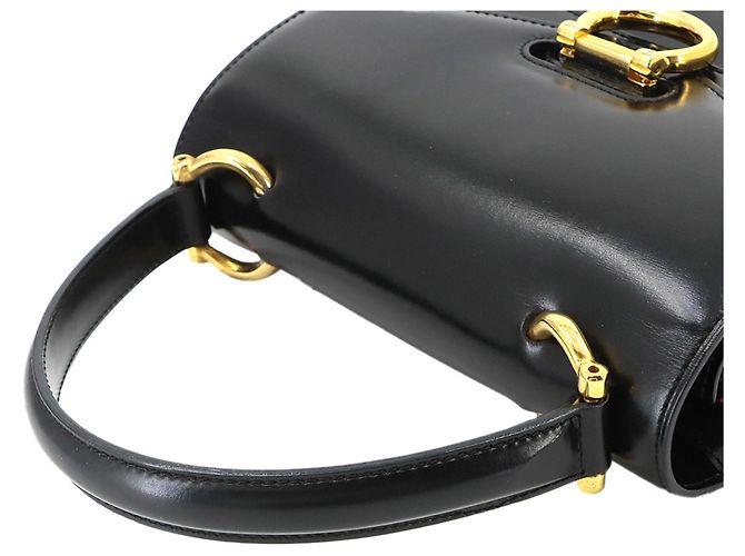 Céline Celine Double Flap Handbag in Black Leather - view 5