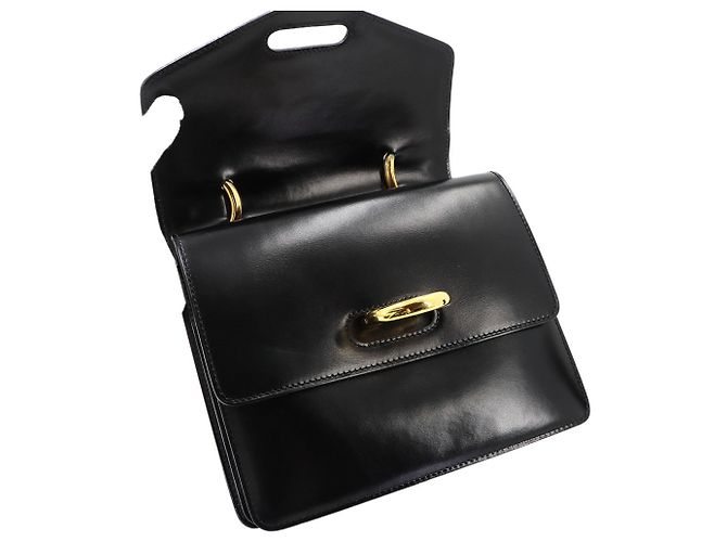Céline Celine Double Flap Handbag in Black Leather - view 6