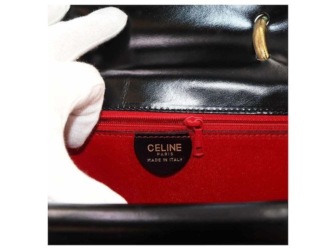 Céline Celine Double Flap Handbag in Black Leather - view 8