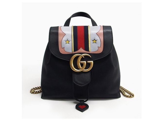 Zaino Gucci GG Marmont Sherry Line con catena Nero Multicolore - vista 2