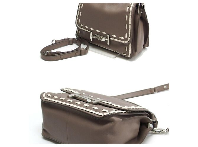 Borsa a spalla Tod's Double T Stitch in Greige Beige Grigio - vista 4