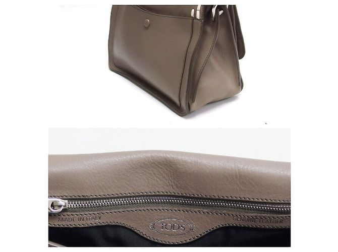 Borsa a spalla Tod's Double T Stitch in Greige Beige Grigio - vista 5
