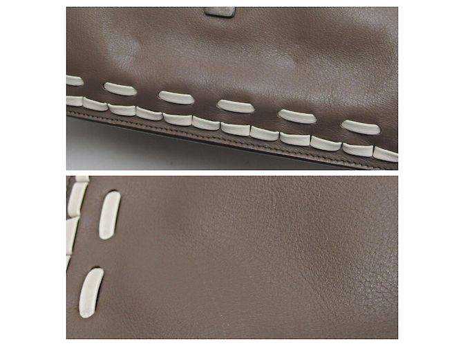 Borsa a spalla Tod's Double T Stitch in Greige Beige Grigio - vista 7