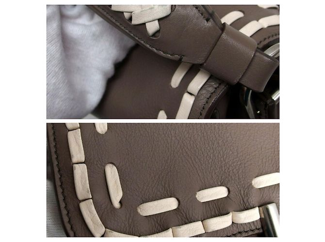 Borsa a spalla Tod's Double T Stitch in Greige Beige Grigio - vista 9