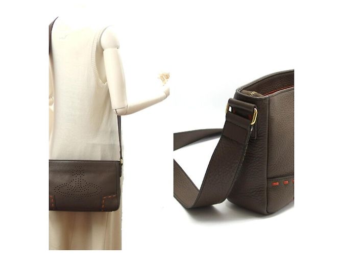 Borsa a tracolla Vivienne Westwood Punching Orb Stitch Marrone scuro - vista 3
