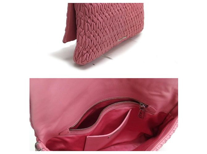 Borsa a spalla Miu Miu Matelassé in nappa con cristalli Rosa - vista 5