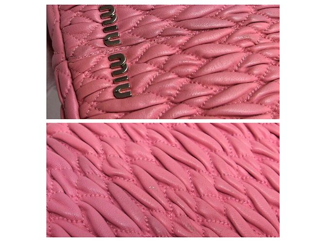 Borsa a spalla Miu Miu Matelassé in nappa con cristalli Rosa - vista 6