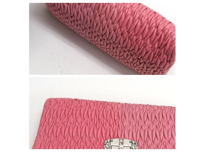 Borsa a spalla Miu Miu Matelassé in nappa con cristalli Rosa - vista 7