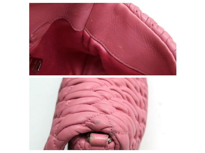 Borsa a spalla Miu Miu Matelassé in nappa con cristalli Rosa - vista 9