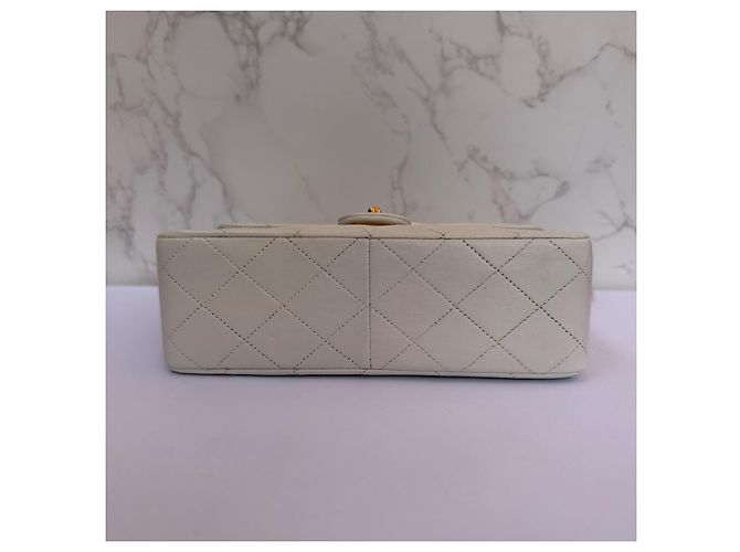 Timeless Borsa Chanel Classic Flap Small in pelle di agnello bianca Bianco - vista 10