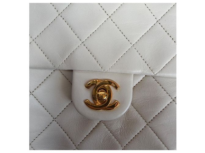 Timeless Borsa Chanel Classic Flap Small in pelle di agnello bianca Bianco - vista 18