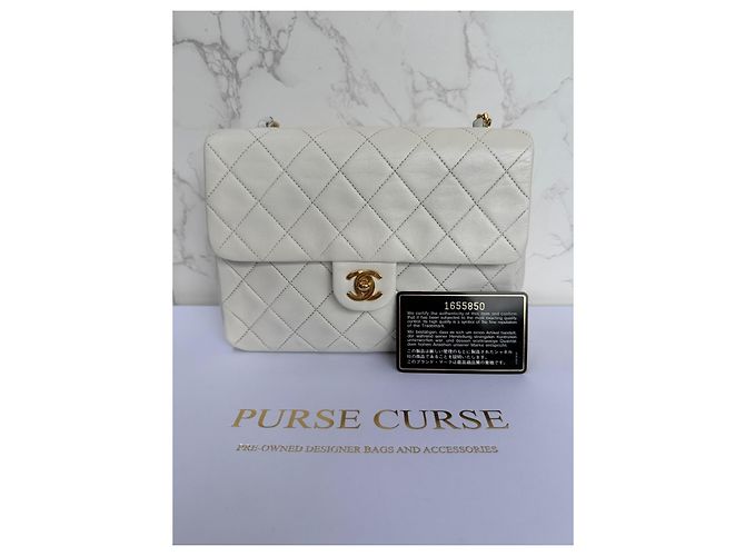 Timeless Borsa Chanel Classic Flap Small in pelle di agnello bianca Bianco - vista 4