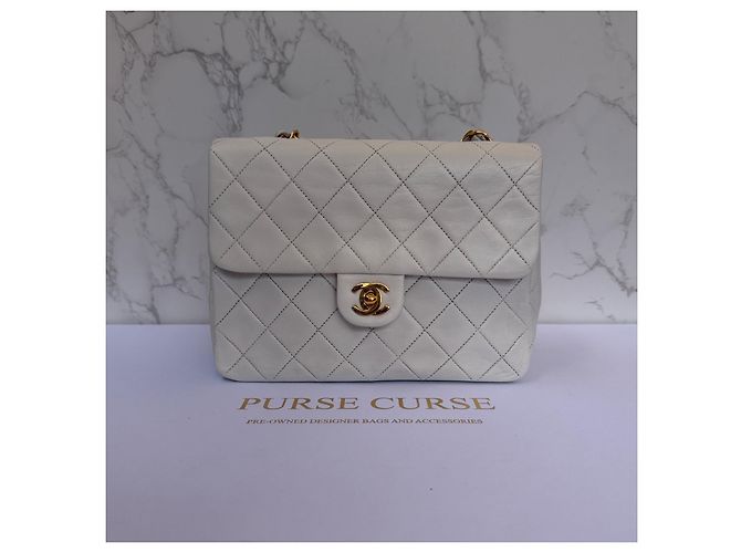 Timeless Borsa Chanel Classic Flap Small in pelle di agnello bianca Bianco - vista 8