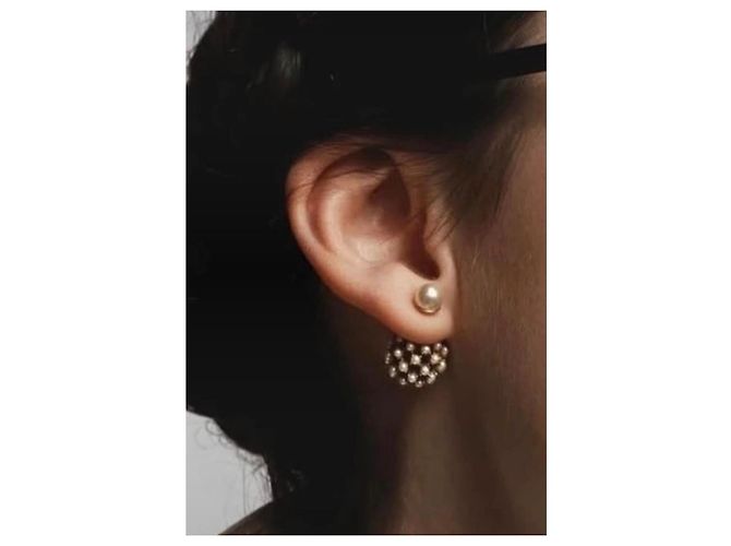 Christian Dior Tribales Pearl Cluster Ohrringe Weiß Gold hardware - Ansicht 2