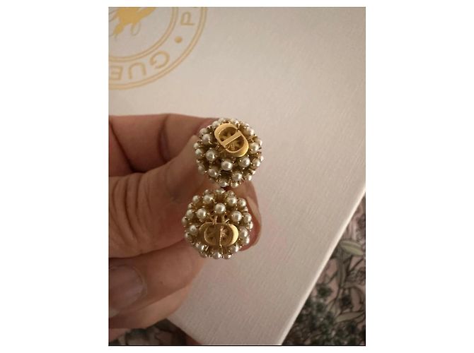 Christian Dior Tribales Pearl Cluster Ohrringe Weiß Gold hardware - Ansicht 3