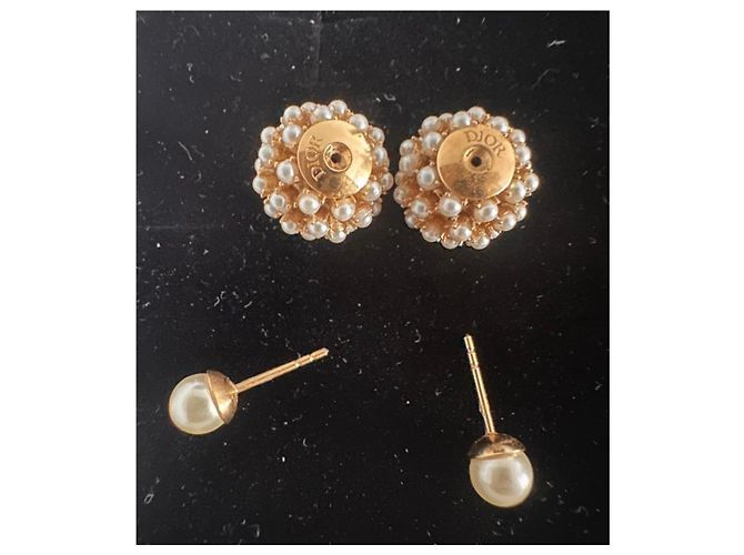 Christian Dior Tribales Pearl Cluster Ohrringe Weiß Gold hardware - Ansicht 4