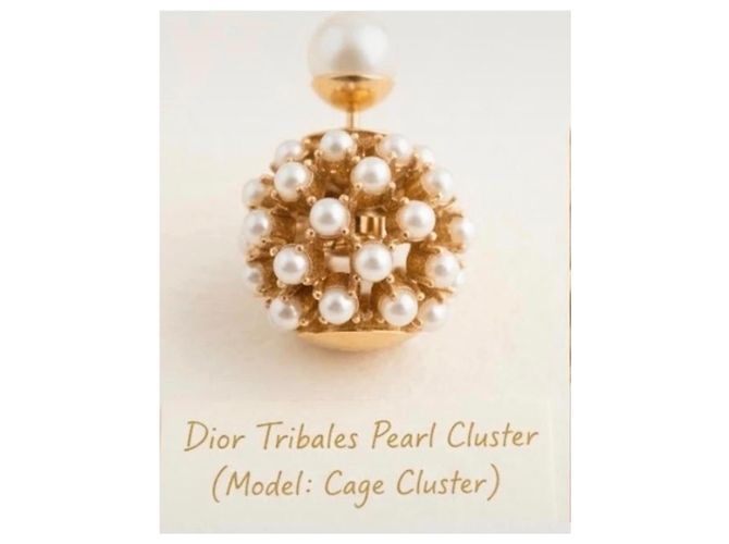 Christian Dior Tribales Pearl Cluster Ohrringe Weiß Gold hardware - Ansicht 5