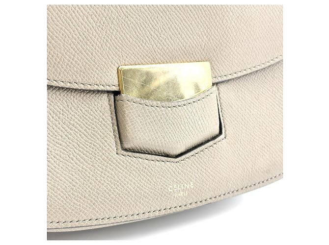 Céline Celine Trotteur Grainy Leather Medium Bege - vista 6