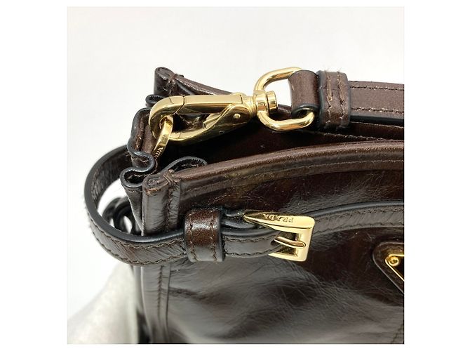 Sac à épaule mini Prada Bonnie Marron foncé - vue 4