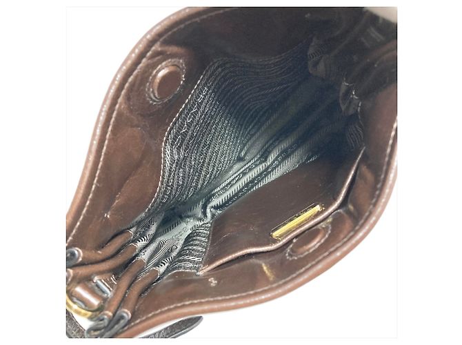 Sac à épaule mini Prada Bonnie Marron foncé - vue 6