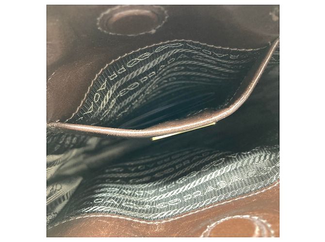 Sac à épaule mini Prada Bonnie Marron foncé - vue 7
