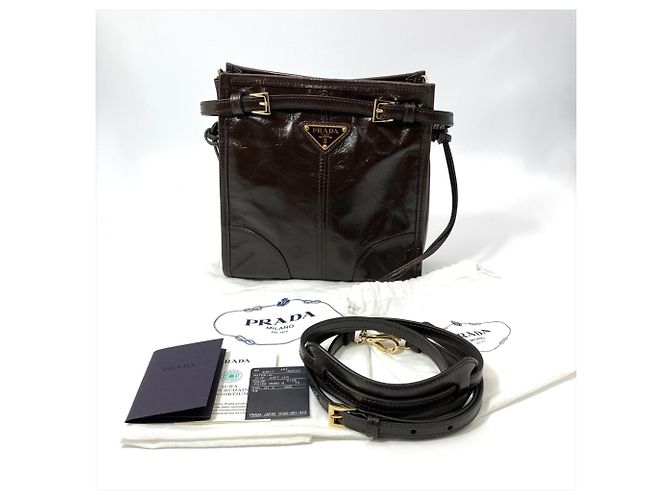 Sac à épaule mini Prada Bonnie Marron foncé - vue 8