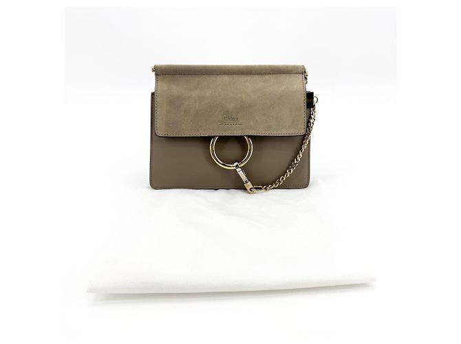Chloé Clutch Chloe Faye in pelle e camoscio Beige - vista 2