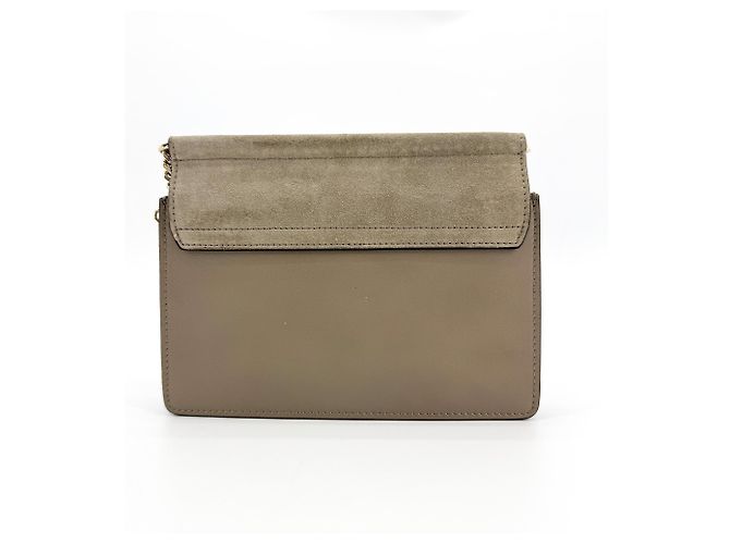 Chloé Clutch Chloe Faye in pelle e camoscio Beige - vista 3