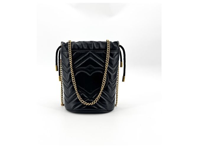 Gucci GG Marmont Bucket Matelasse Leather Mini Nero - vista 3