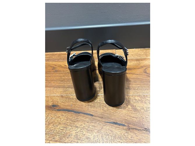 Hermès Décolleté Slingback Jackie 90 in pelle nera Nero - vista 8
