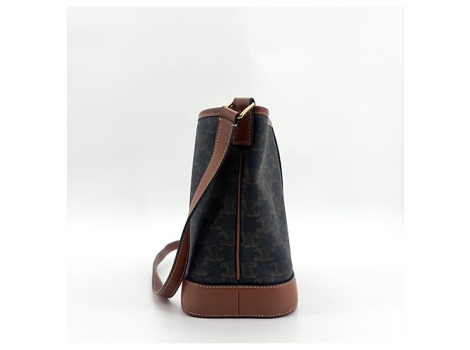 Céline Celine Triomphe Bucket de gamuza grabada Negro - vista 4