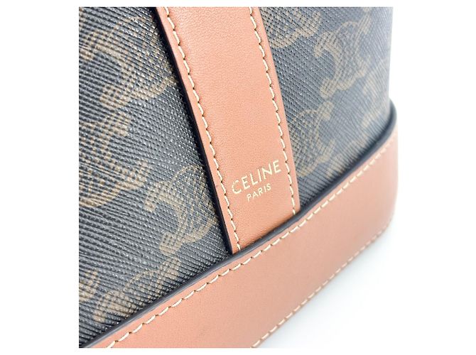 Céline Celine Triomphe Bucket de gamuza grabada Negro - vista 7