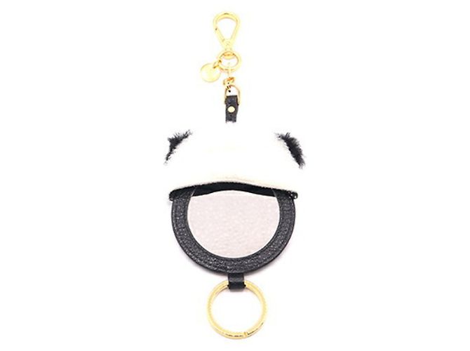 Portachiavi ciondolo per borsa Miu Miu in ecopelliccia Nero Bianco - vista 2