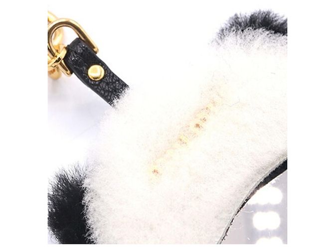 Portachiavi ciondolo per borsa Miu Miu in ecopelliccia Nero Bianco - vista 4