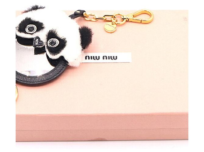 Portachiavi ciondolo per borsa Miu Miu in ecopelliccia Nero Bianco - vista 7