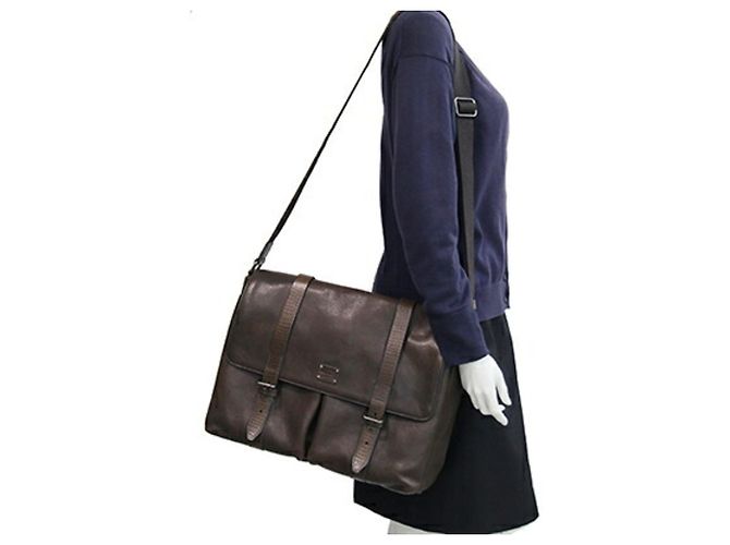 Borsa a tracolla in pelle marrone scuro Dolce & Gabbana - vista 9