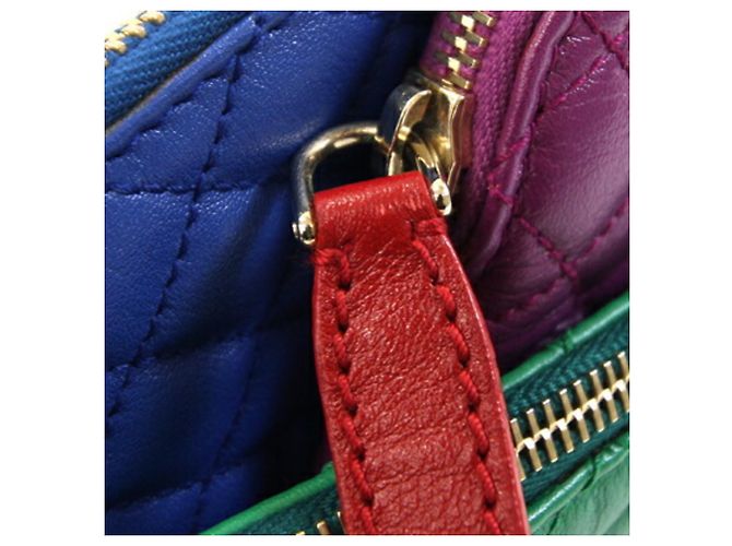 Borsa a pochette in pelle Dolce & Gabbana Blu Verde Porpora - vista 8