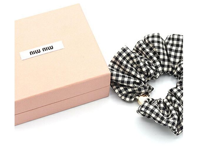 Miu Miu Scrunchie mit Gingham-Karo Schwarz Weiß - Ansicht 4