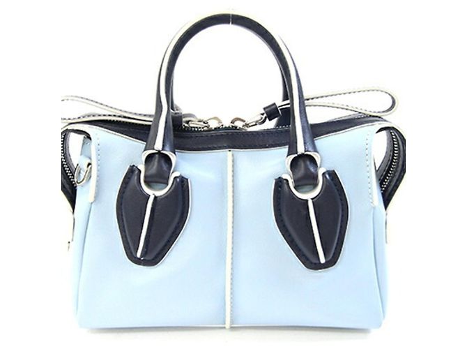 Borsa Tod's Collaborazione MrBafs Mini Boston in pelle azzurro e blu navy Blu chiaro - vista 2