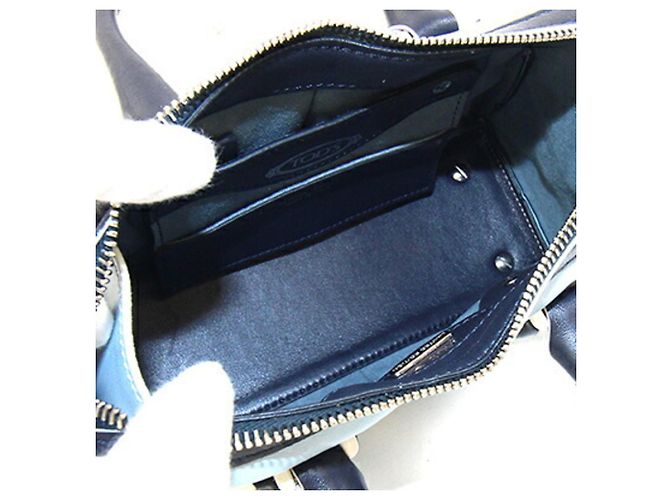 Borsa Tod's Collaborazione MrBafs Mini Boston in pelle azzurro e blu navy Blu chiaro - vista 3