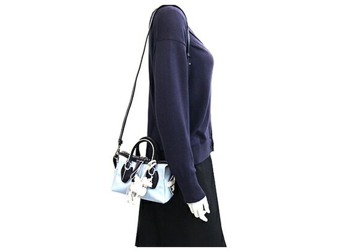 Borsa Tod's Collaborazione MrBafs Mini Boston in pelle azzurro e blu navy Blu chiaro - vista 9