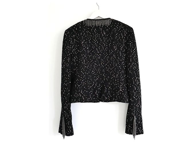 Giacca Chanel Autunno 2002 02A Tweed Fantasy e Paillettes Nero - vista 10