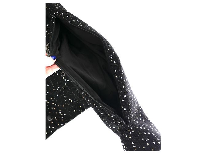 Giacca Chanel Autunno 2002 02A Tweed Fantasy e Paillettes Nero - vista 5