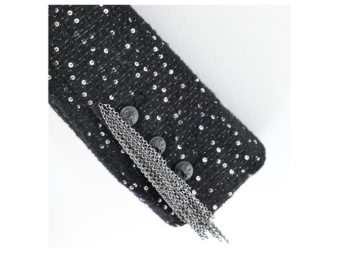 Giacca Chanel Autunno 2002 02A Tweed Fantasy e Paillettes Nero - vista 9