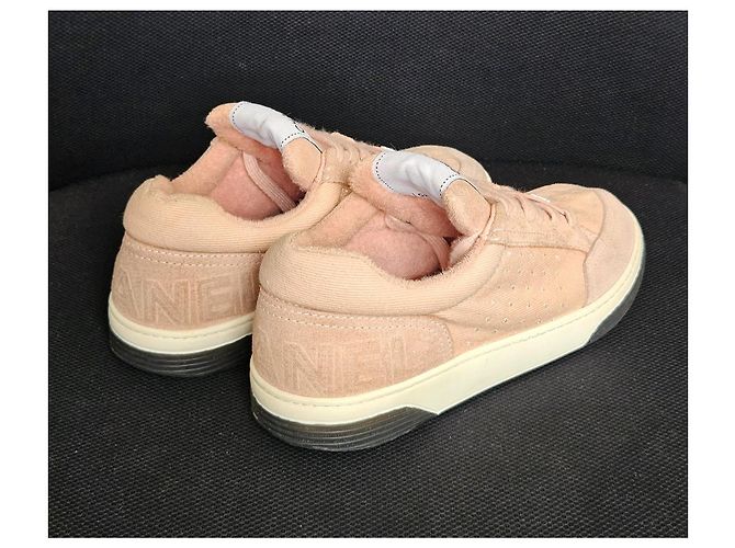 Chanel Sneaker aus rosa Wildleder und Stoff Pink - Ansicht 10